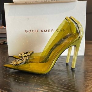 Good American “Cinder-f*cking-rella” Pumps  in Golden Olive